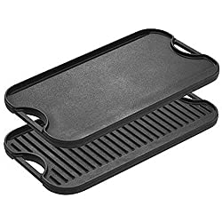 Lodge Pre-Seasoned Cast Iron Reversible Grill/Griddle With Handles, 20 Inch x 10.5 Inch