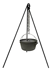 Stansport Cast Iron Camping Tripod for Outdoor Campfire Cooking Black, 13 lb