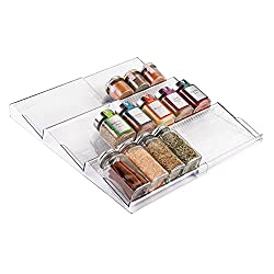 mDesign Adjustable, Expandable Plastic Spice Rack, Drawer Organizer for Kitchen Cabinet Drawers