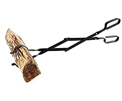 Sunnydaze Log Grabber Tongs - Heavy-Duty Outdoor and Indoor Tool for Wood-Burning Fire Pit or Fireplace 