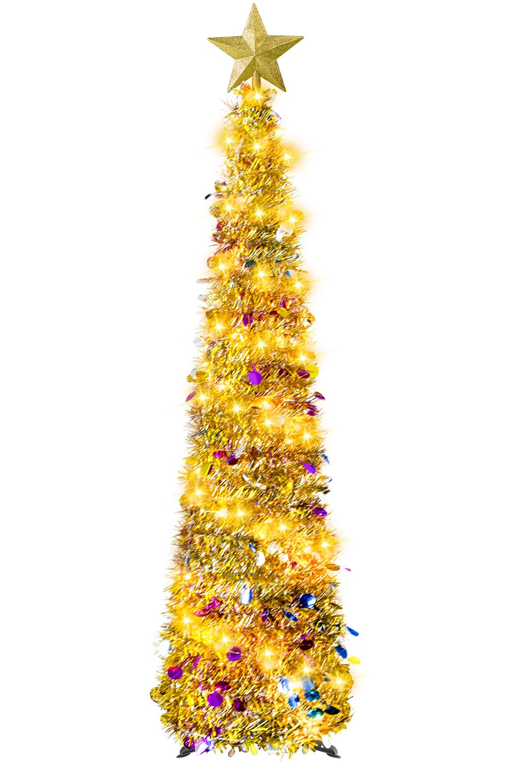 FastDeng Pop Up Christmas Tinsel Tree